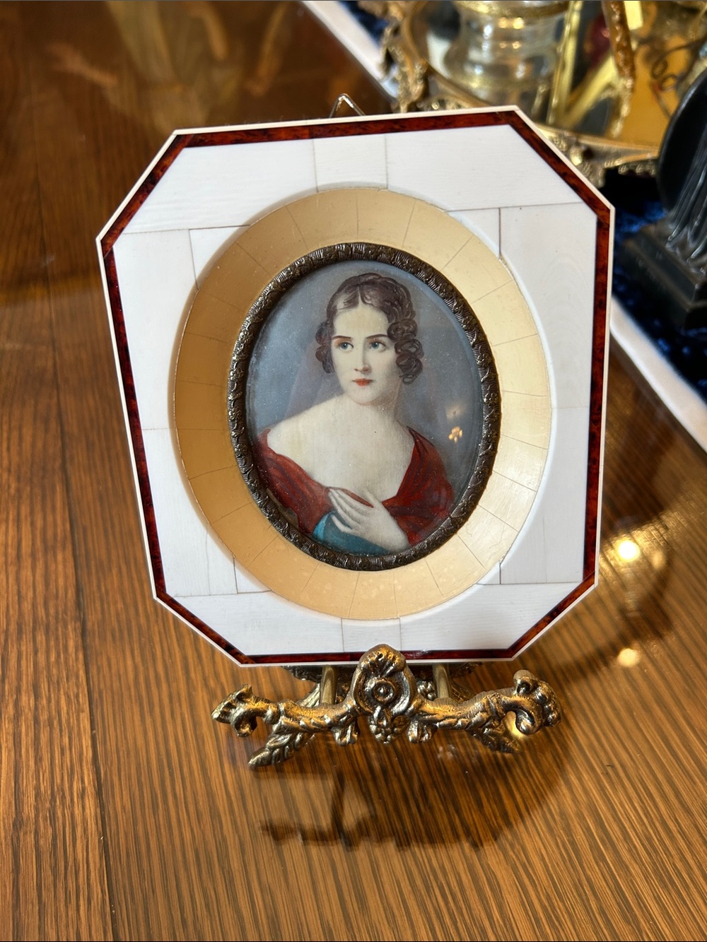 Vintage Portrait of a lady in red dress , Pauline Bonaparte